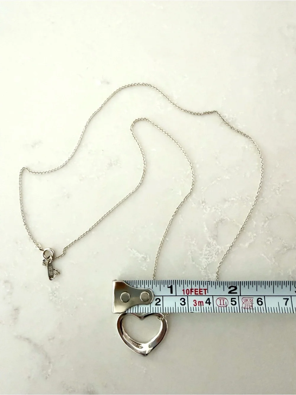 Tiffany & Co. Elsa Peretti Open Heart Necklace Medium 16mm 20” Sterling Silver - Picture 2 of 8